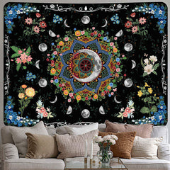Lofaris Mandala Moon Variant Flower Tapestry For Living Room