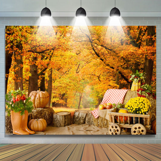 Lofaris Maple Forest Berry Wood Pier Floral Autumn Backdrop