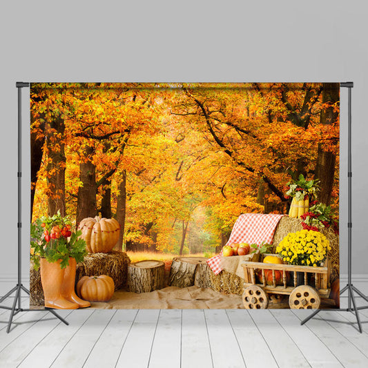 Lofaris Maple Forest Berry Wood Pier Floral Autumn Backdrop