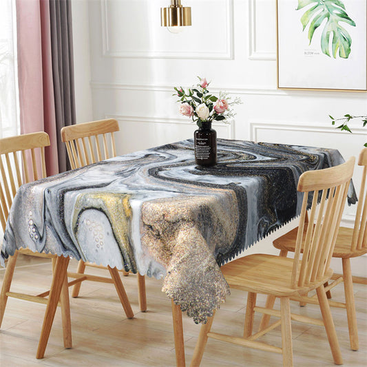 Lofaris Marble Gray Gold Tablecloth for Rectangle Table