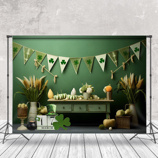 Lofaris March 17 Green Clover St. Patrick¡¯S Day Backdrop