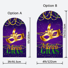 Lofaris Mardi Gras Gold Mask Purple Arch Backdrop For Party