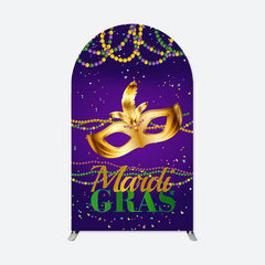Lofaris Mardi Gras Gold Mask Purple Arch Backdrop For Party