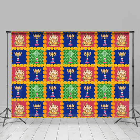 Lofaris Marigold Kolam Indian Traditional Festival Backdrop