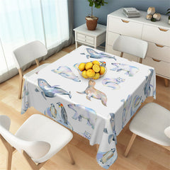 Lofaris Marine Animal Light Pattern White Square Tablecloth
