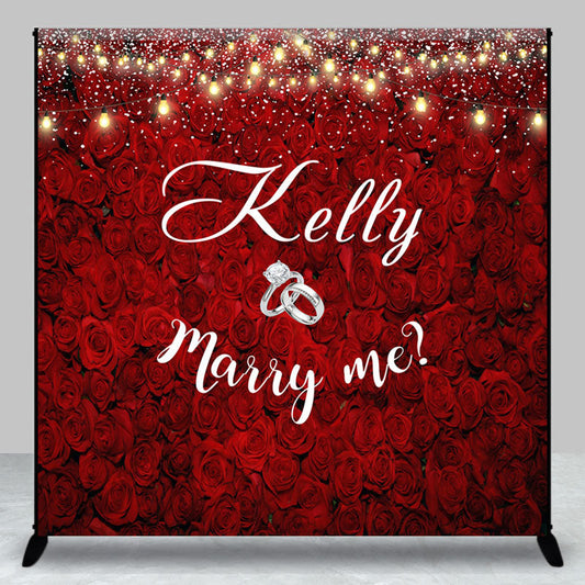 Lofaris Marry Me Red Floral Rings Custom Wedding Backdrop