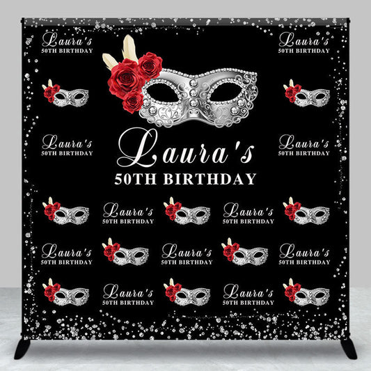 Lofaris Masquerade Black Custom 50th Birthday Party Backdrop