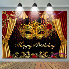 Lofaris Masquerade Glitter Curtain Happy Birthday Backdrop