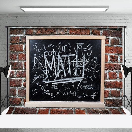 Lofaris Math Blackboard Brick Wall Back To School Backdrop