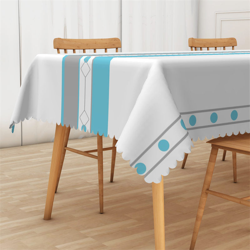 Lofaris Mediate Line Gary And Blue Home Kitchen Tablecloth
