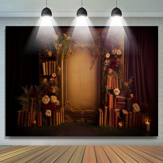 Lofaris Medieval Retro Floral Book Stone Gate Dark Backdrop