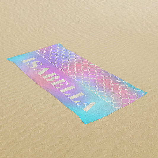 Lofaris Mermaid Custom Name Beach Towel for Girl Gifts