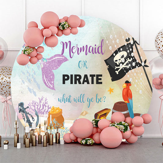 Lofaris Mermaid Or Pirate Circle Gender Reveal Backdrop