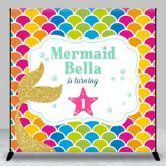 Lofaris Mermaid Theme Custom Name First Birthday Backdrop