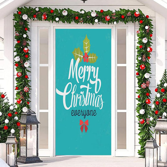 Lofaris Merry Christmas Everyone Green Simple Door Cover