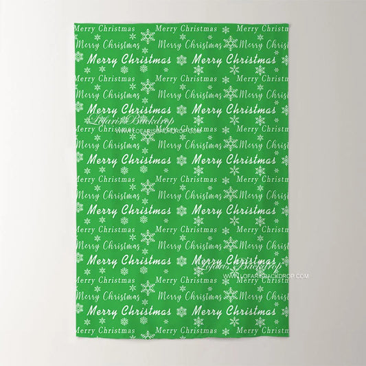 Lofaris Merry Christmas Snowflake Green Photoshoot Backdrop