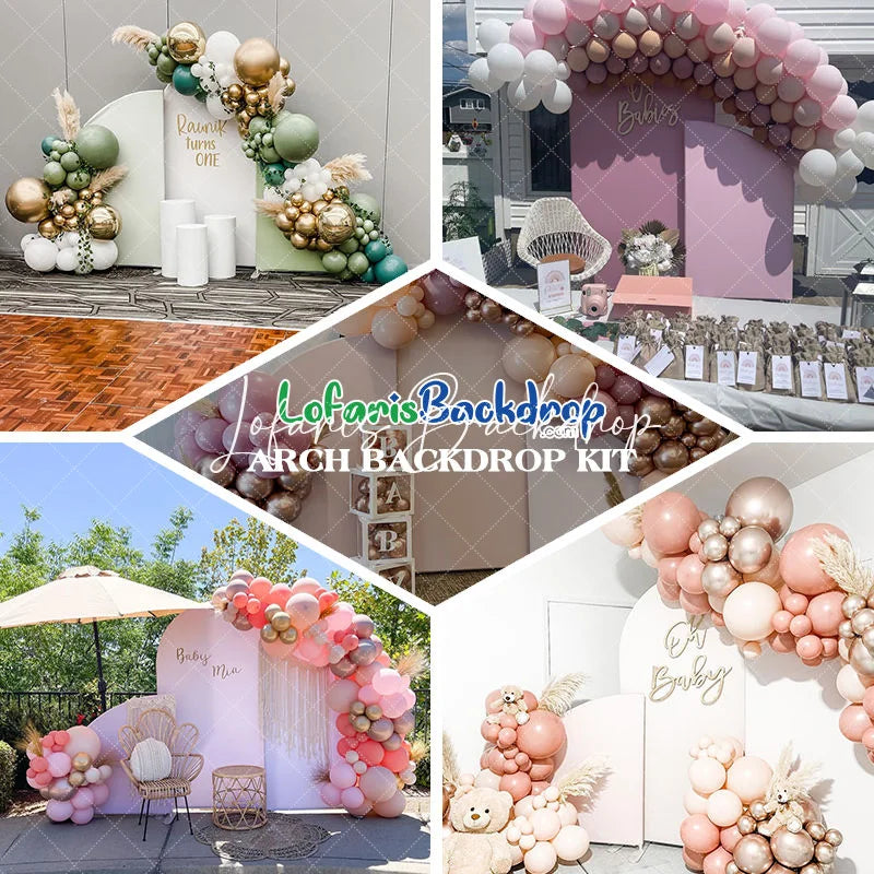 Lofaris Silver Stands Set Arched Backdrop Frame for Party
