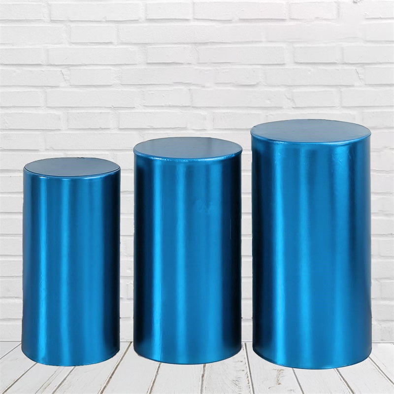 Lofaris Metallic Blue Stretchy Spandex Fitted Cylinder Cover