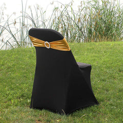 Lofaris Metallic Gold Spandex Banquet Chair Sashes Bands Bows