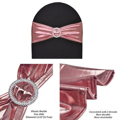 Lofaris Metallic Pink Spandex Banquet Chair Sashes Bands Bows