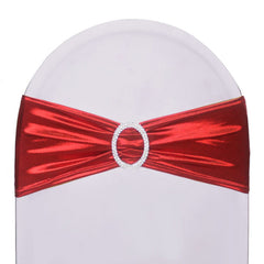 Lofaris Metallic Red Spandex Banquet Chair Sashes Bands Bows