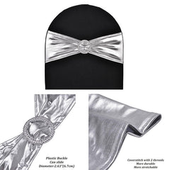 Lofaris Metallic Silver Spandex Banquet Chair Sashes Bands Bows