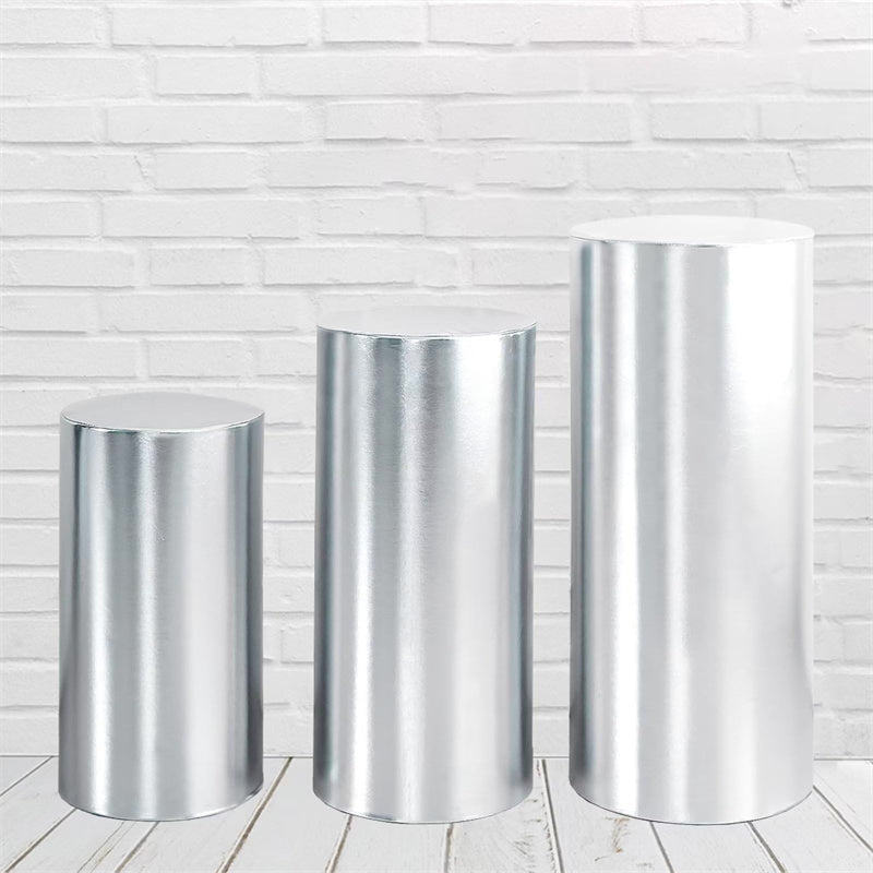 Lofaris Metallic Silver Stretchy Spandex Fitted Cylinder Cover