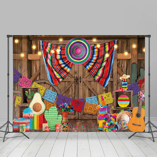 Lofaris Mexican Fiesta Rustic Wooden Mexico Backdrop for Party