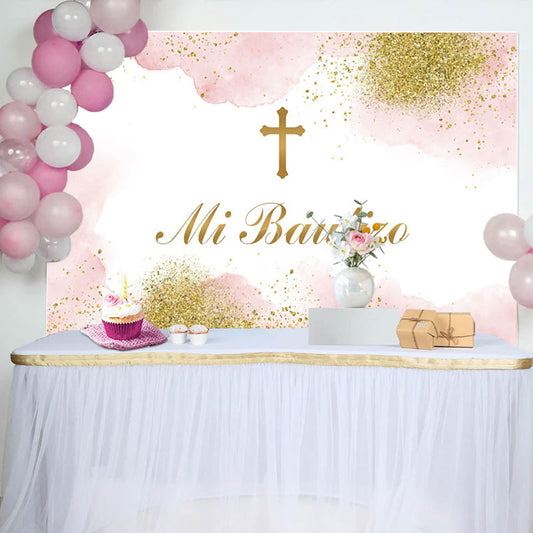 Lofaris Mi Bautizo Cross Boho Baptism Backdrop For Girl