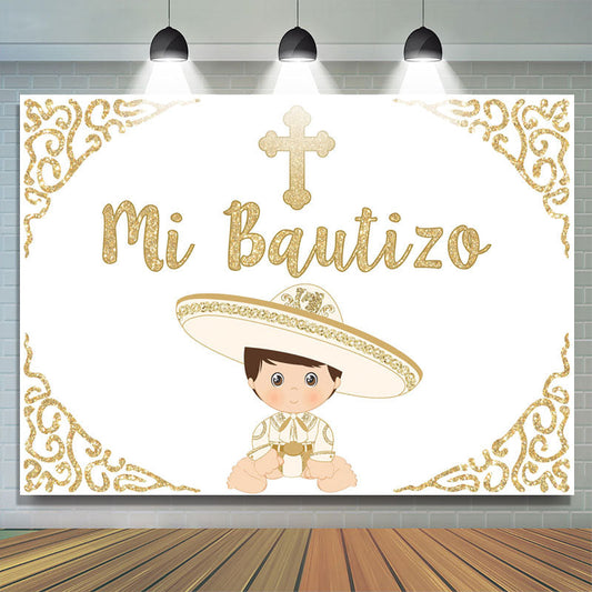 Lofaris Mi Bautizo Mexican Style Baptism Backdrop For Boys