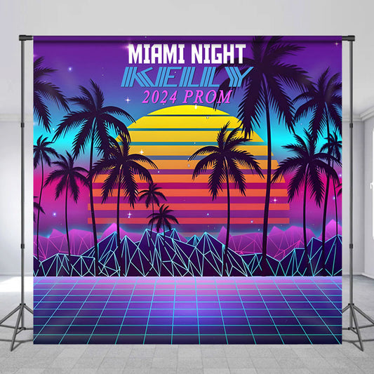 Lofaris Miami Night Elegant Custom 2024 Prom Grad Backdrop