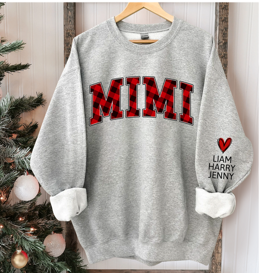 Lofaris Mimi Red Black Plaid Christmas Custom Sweatshirt