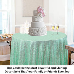 Lofaris Mint Green Glitter Sequin Banquet Round Table Cover