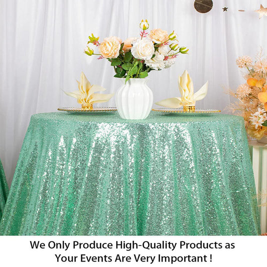 Lofaris Mint Green Glitter Sequin Banquet Round Table Cover