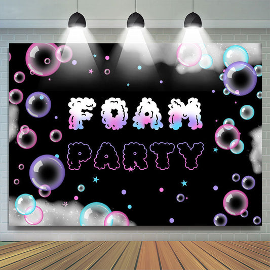 Lofaris Mist Colorful Bubbles Stars Black Foam Party Backdrop