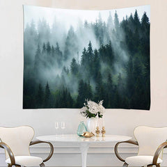 Lofaris Misty Spring Forest Scene Tapestry For Living Room