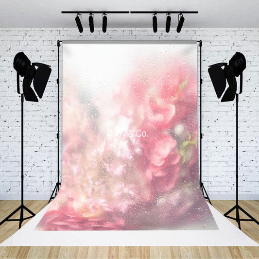 Lofaris Misty Vapor Glass Pink Flower Bokeh Photo Backdrop