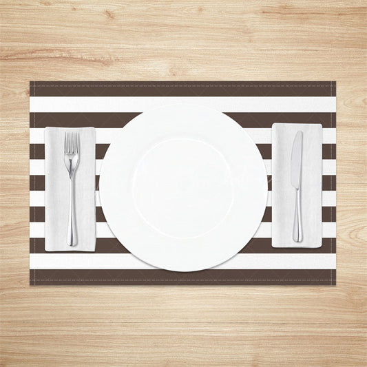 Lofaris Modern Brown White Stripe Dining Set Of 4 Placemats