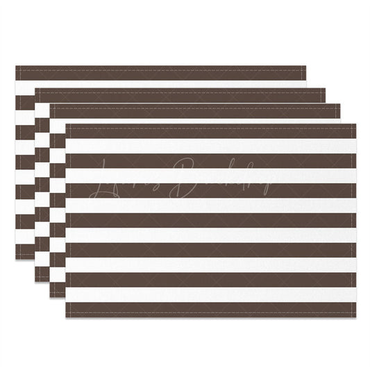 Lofaris Modern Brown White Stripe Dining Set Of 4 Placemats