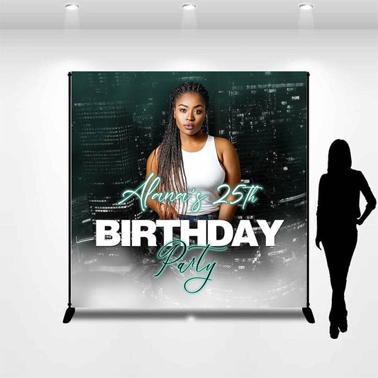 Lofaris Modern City Night Bokeh Custom 25Th Birthday Backdrop