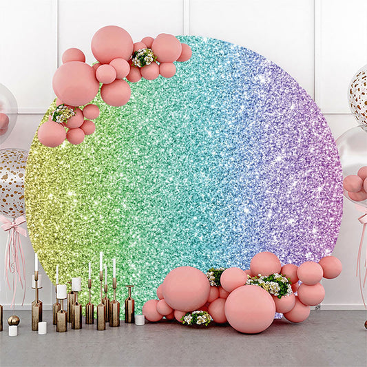 Lofaris Modern Colorful Glitter Round Birthday Backdrop