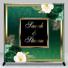 Lofaris Modern Floral Green Gold Custom Wedding Backdrop