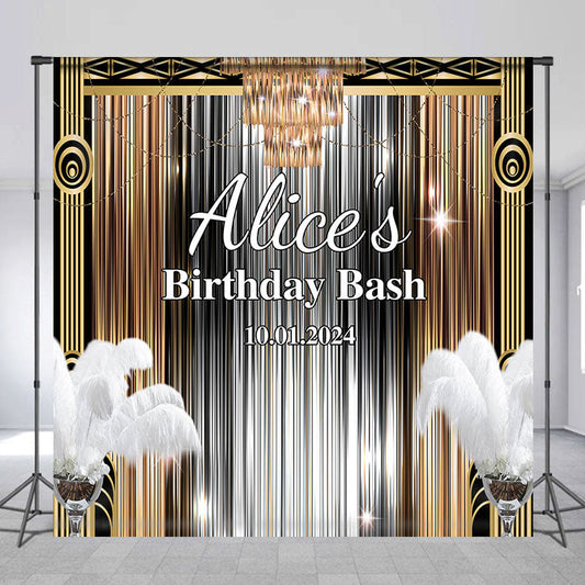 Lofaris Modern Gatsby Custom Name Birthday Party Backdrop