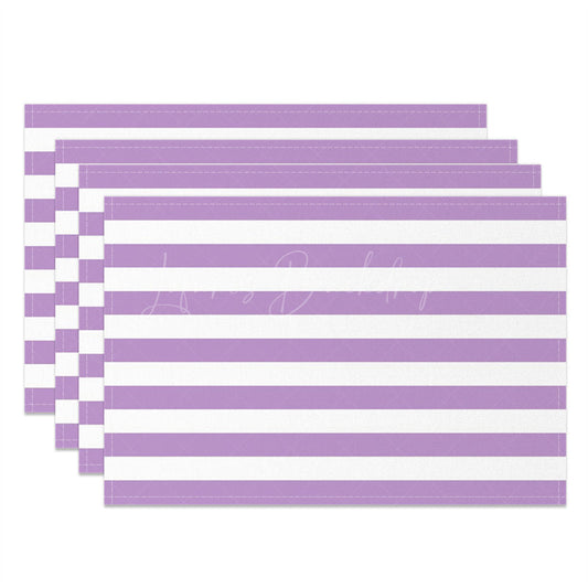 Lofaris Modern Purple White Stripes Print Set Of 4 Placemats