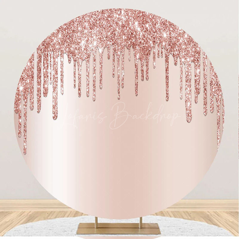 Lofaris Modern Rose Gold Glitter Round Birthday Backdrop