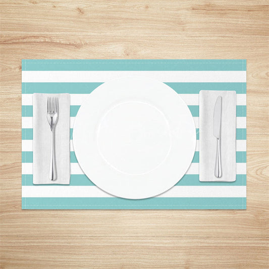 Lofaris Modern Tiffany Blue White Stripe Set Of 4 Placemats