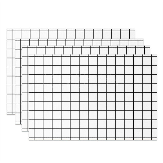 Lofaris Modern White Black Plaid Dining Set Of 4 Placemats