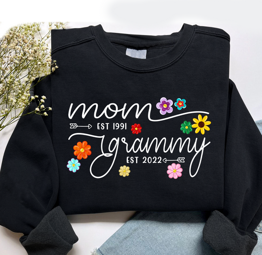 Lofaris Mom Grandma Est Flower Colorful Custom Sweatshirt