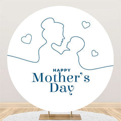 Lofaris Mom Kid Heart Simple Round Mothers Day Backdrop