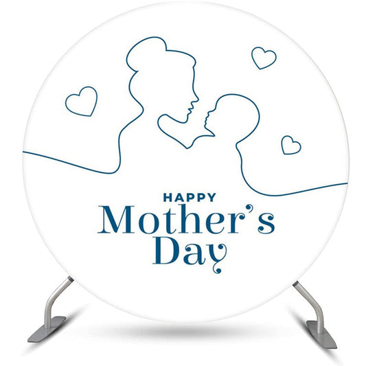 Lofaris Mom Kid Heart Simple Round Mothers Day Backdrop